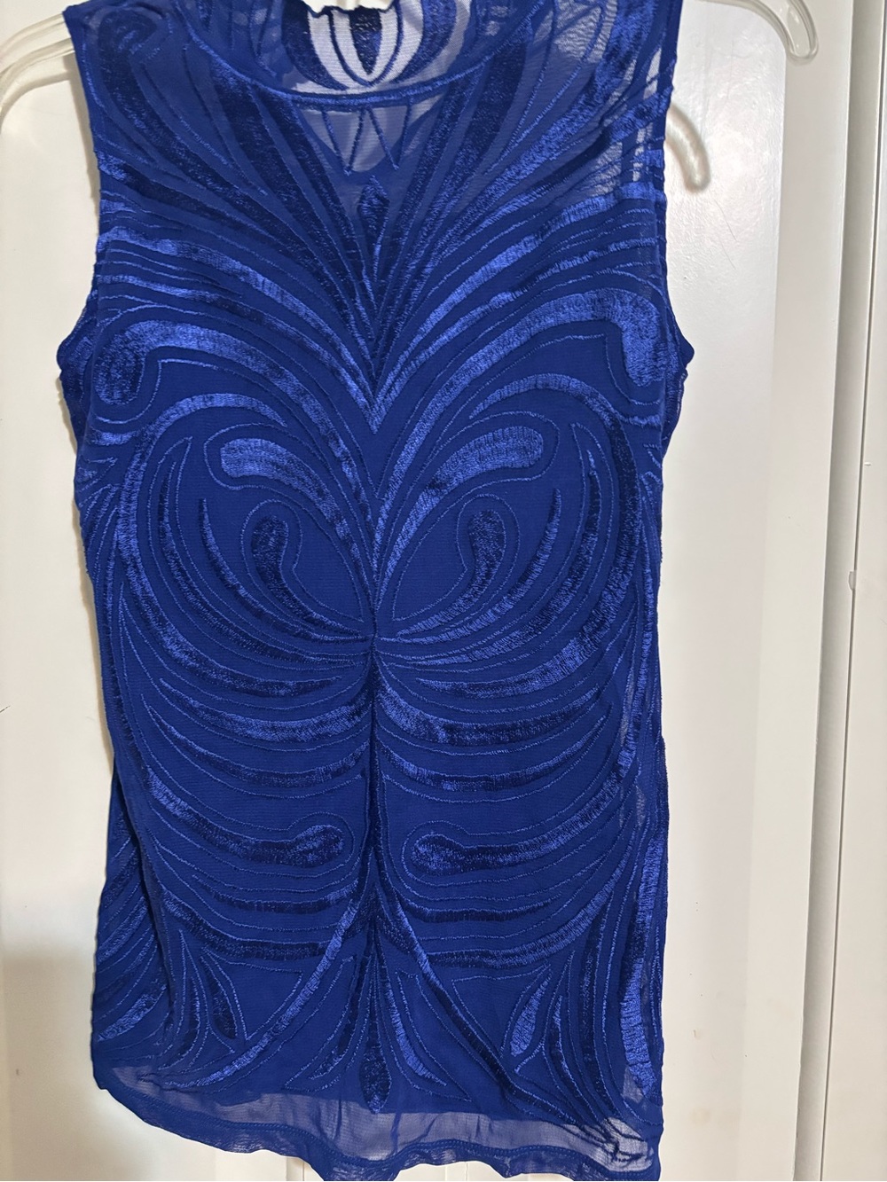 INC International Concepts Royal Blue Sleeveless Embellished Mesh Top - Picture 5 of 11